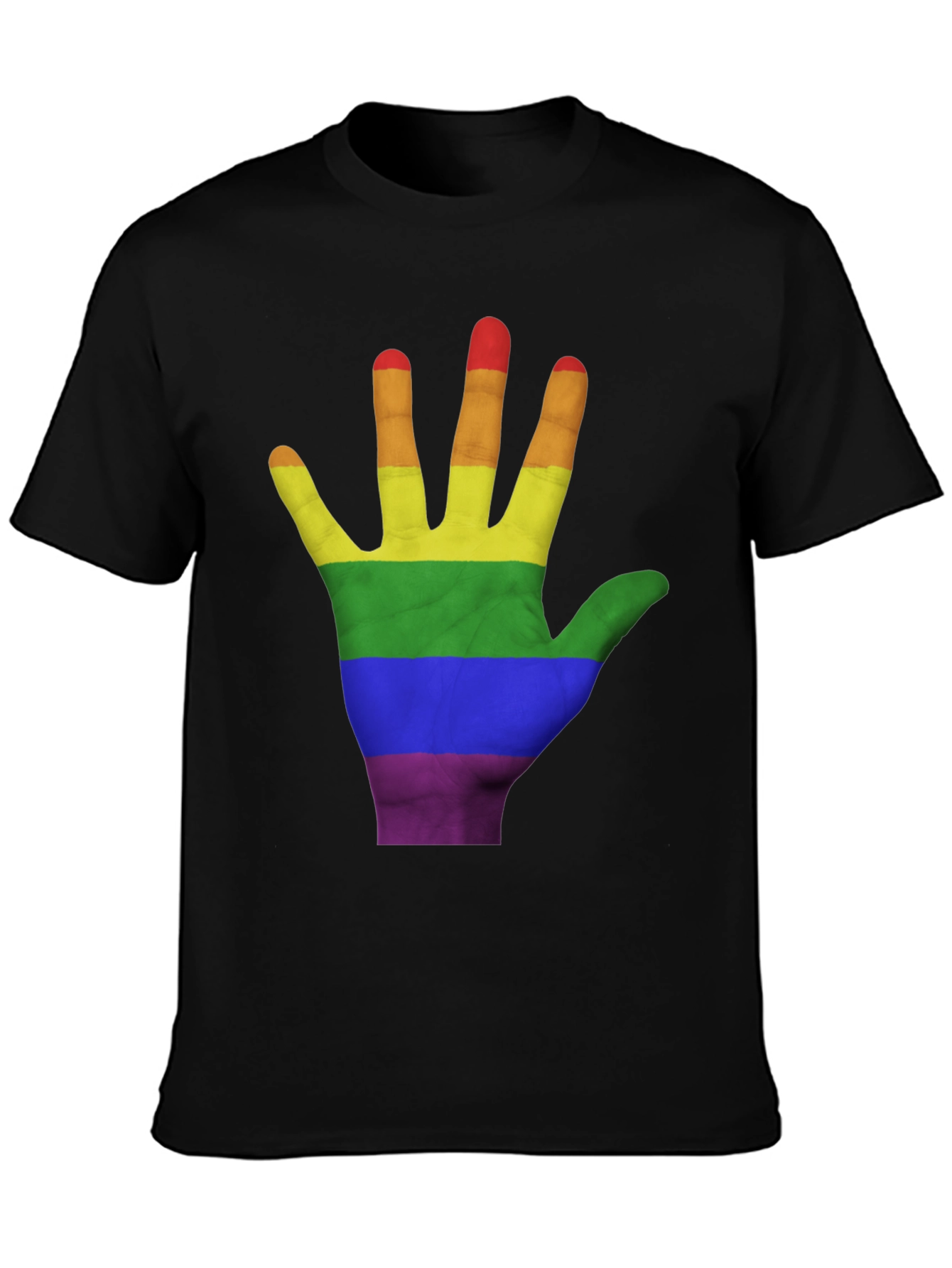 LGBT Pride Hand T-Shirt - Black Cotton Blend