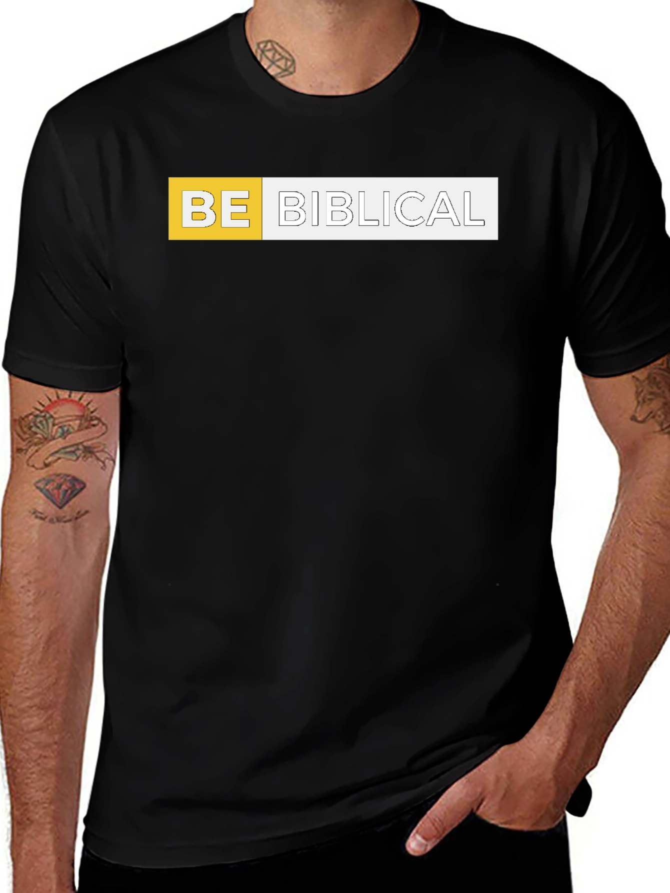 Be Biblical Black Cotton Graphic Tee