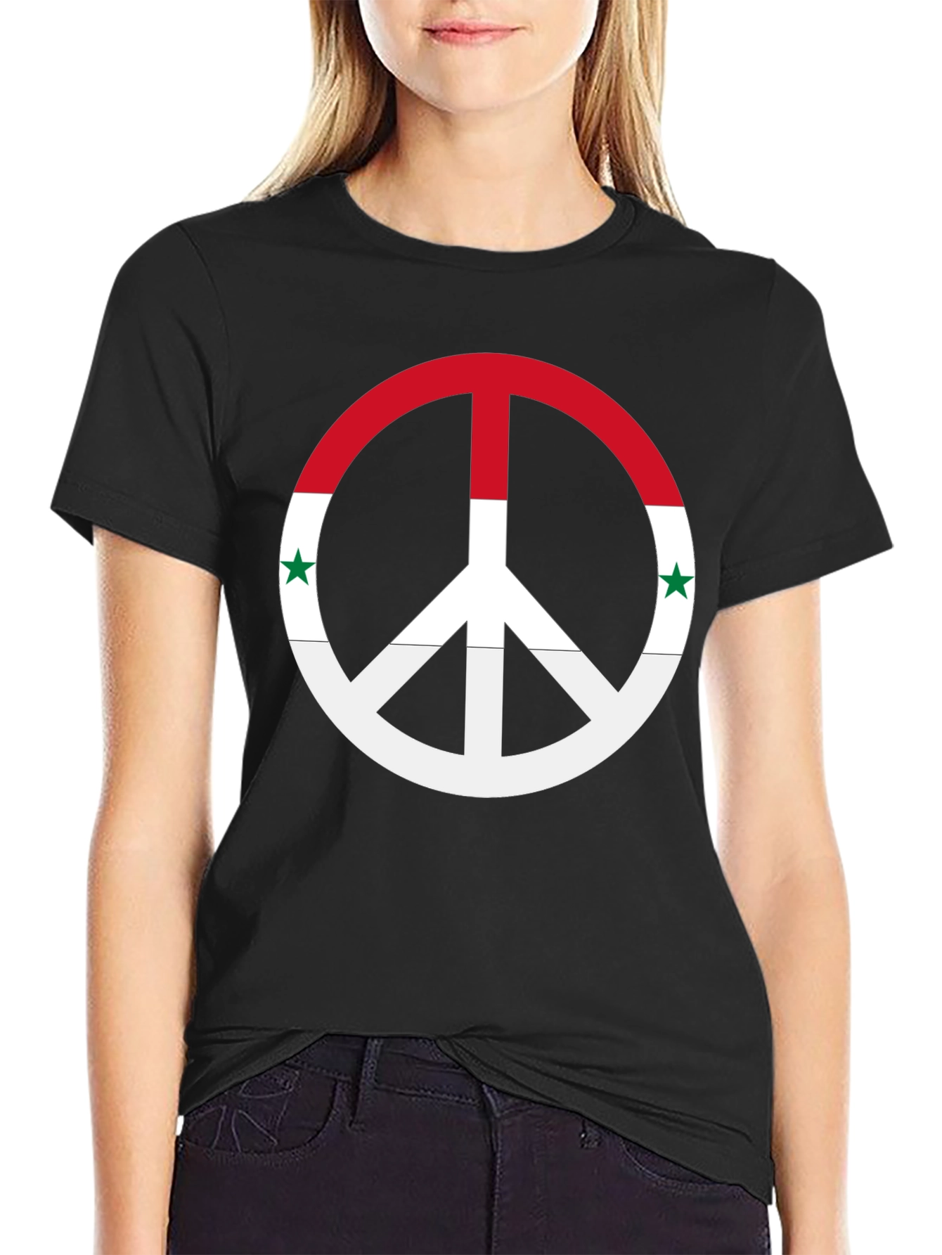 Syria Peace Symbol Black T-Shirt