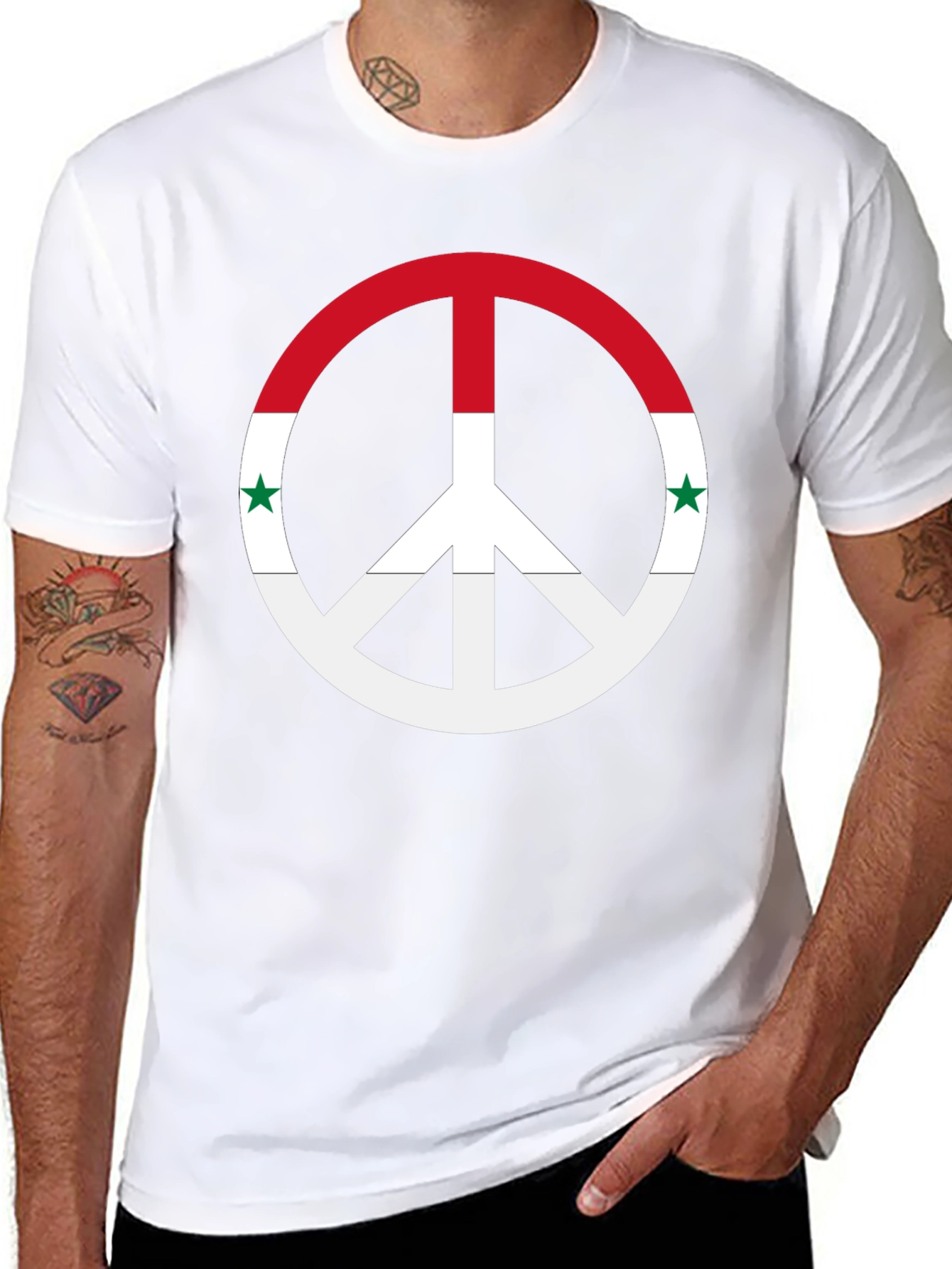 Syria Peace Symbol Black T-Shirt
