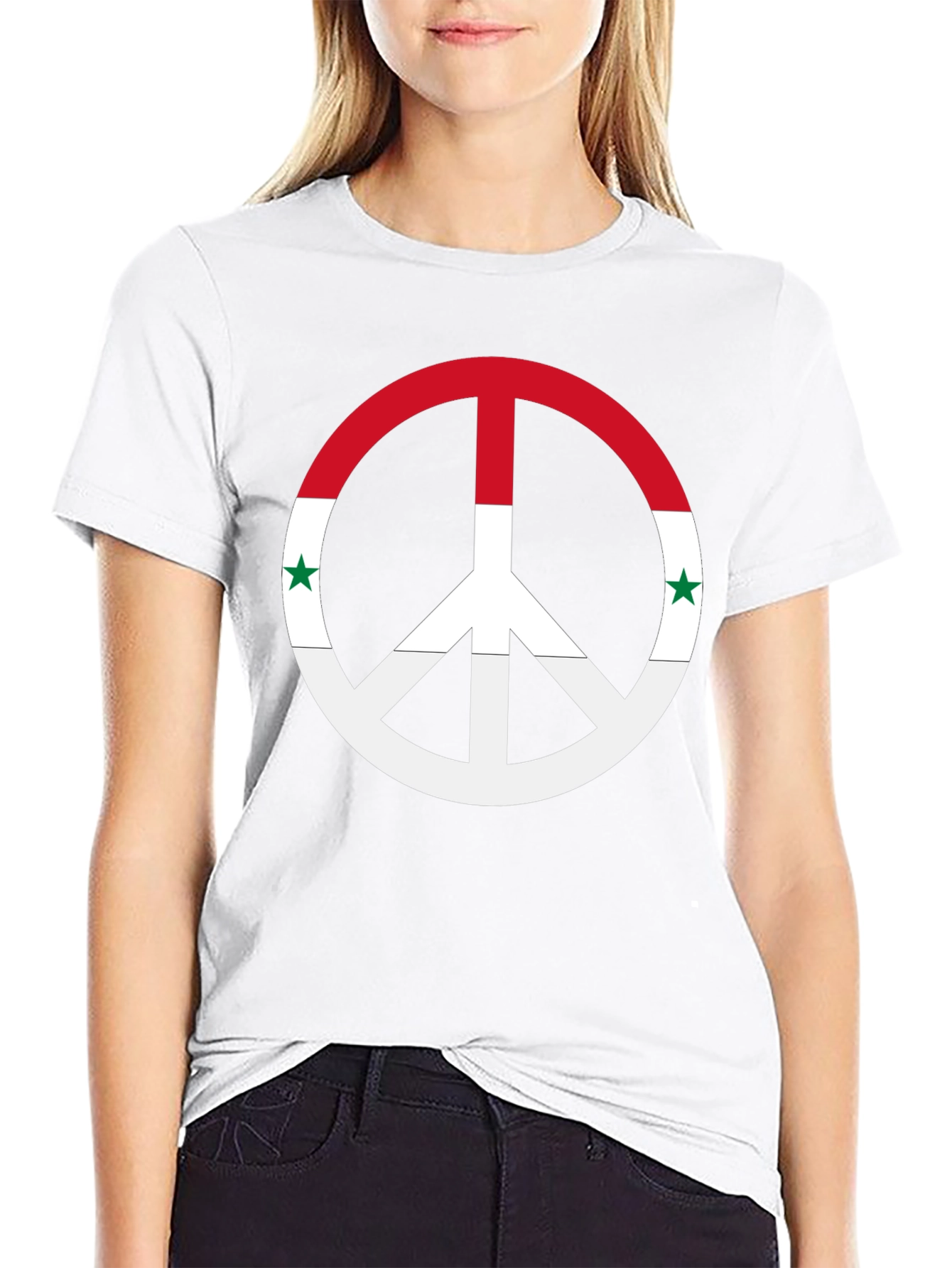Syria Peace Symbol Black T-Shirt