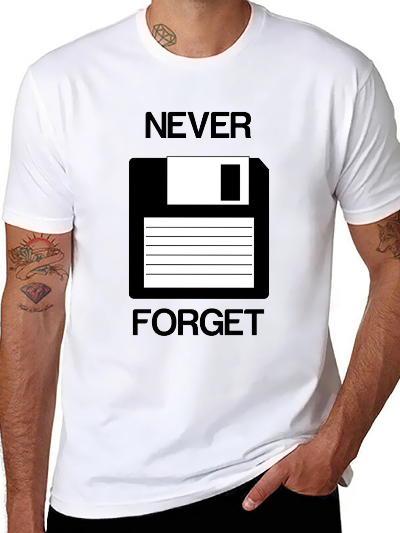 Retro Floppy Disk T-Shirt - Never Forget