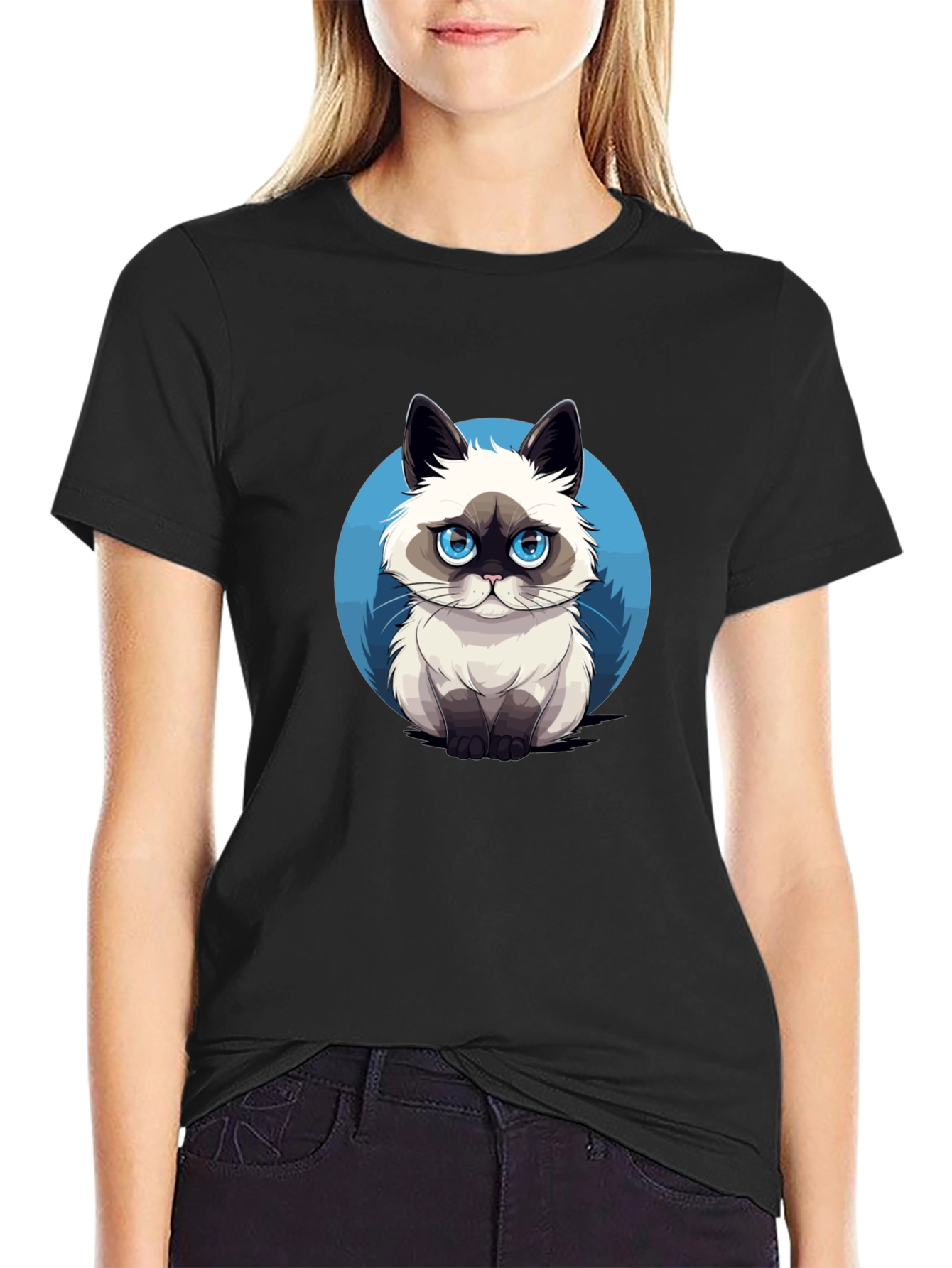 Grumpy Cat Graphic Tee - Black Cotton T-Shirt