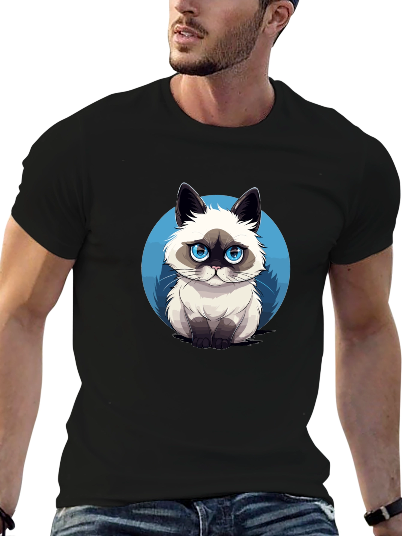 Grumpy Cat Graphic Tee - Black Cotton T-Shirt