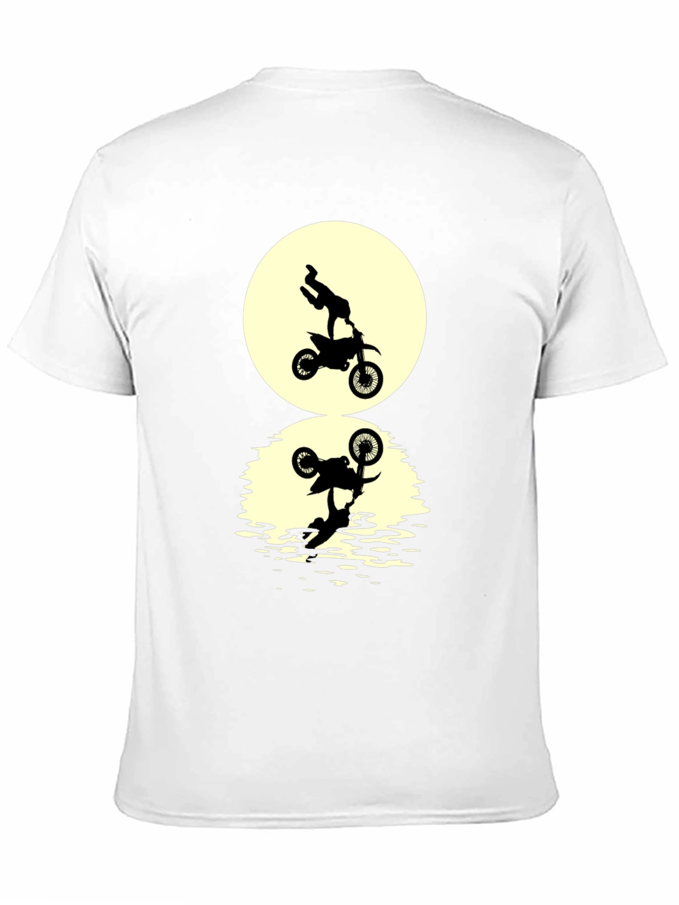 Black T-Shirt with Motorcycle Stunt Reflection Graphic