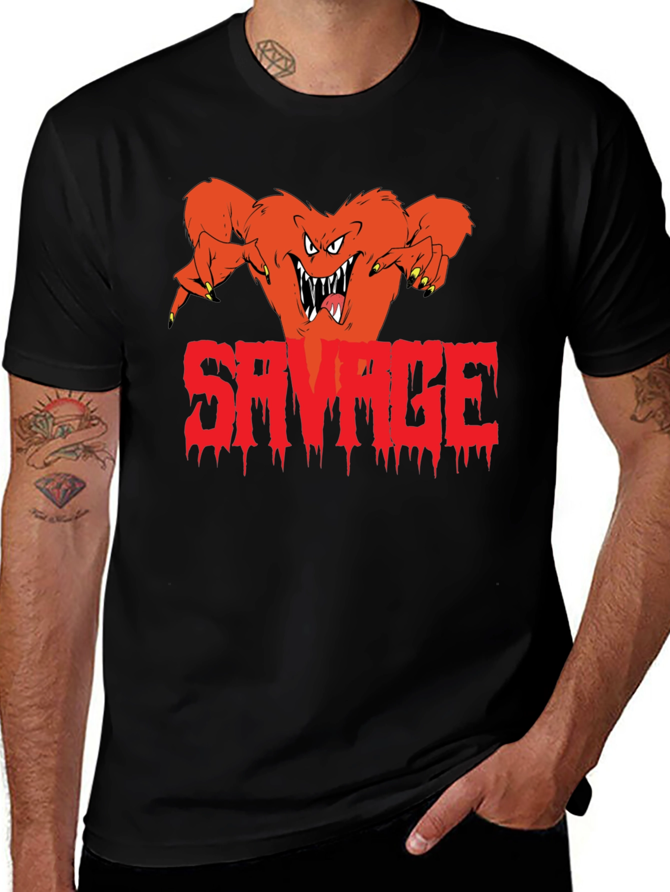 Savage Monster Graphic Black T-Shirt