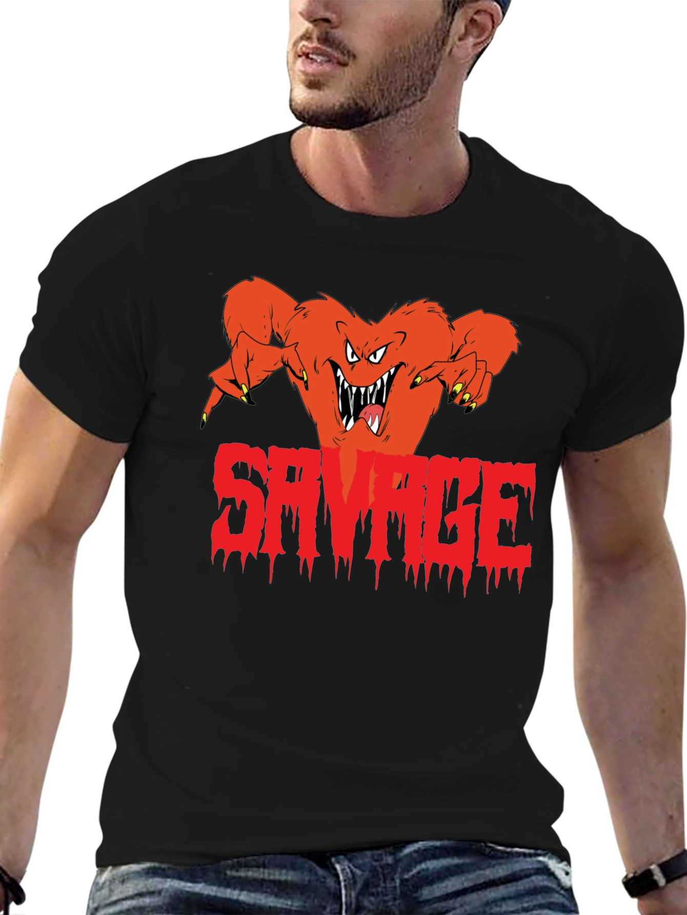 Savage Monster Graphic Black T-Shirt