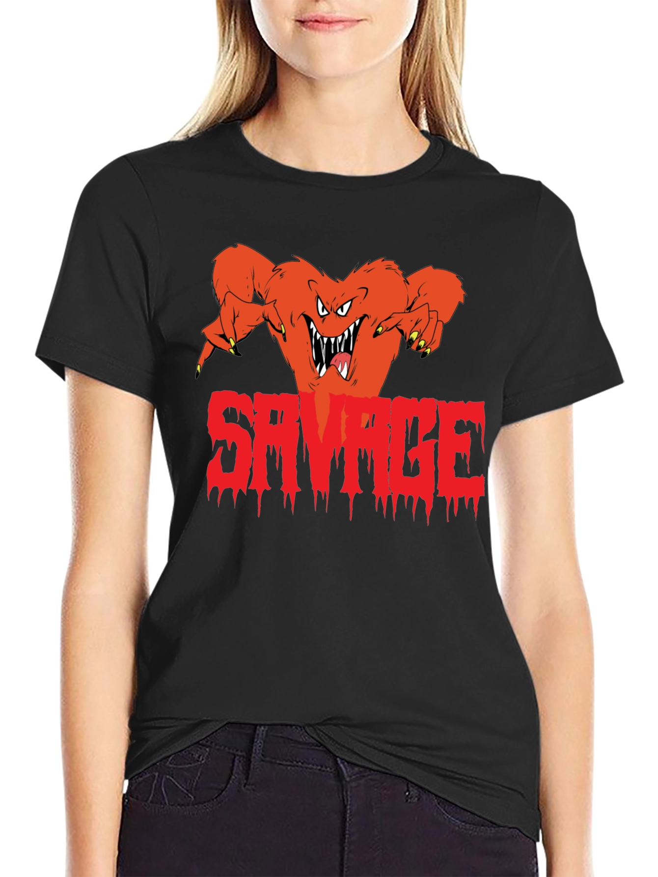 Savage Monster Graphic Black T-Shirt