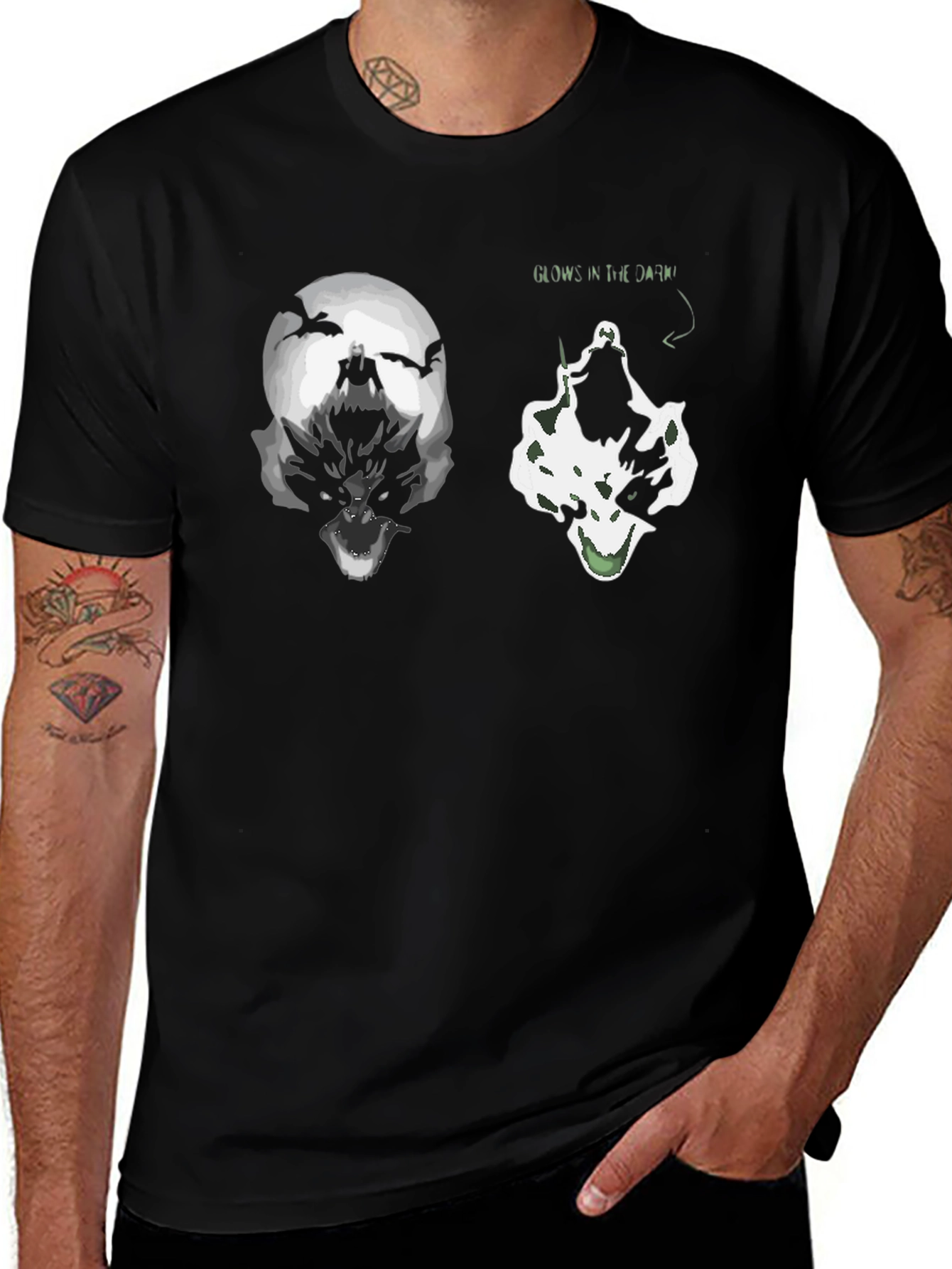 Glow in the Dark Wolf Graphic T-Shirt