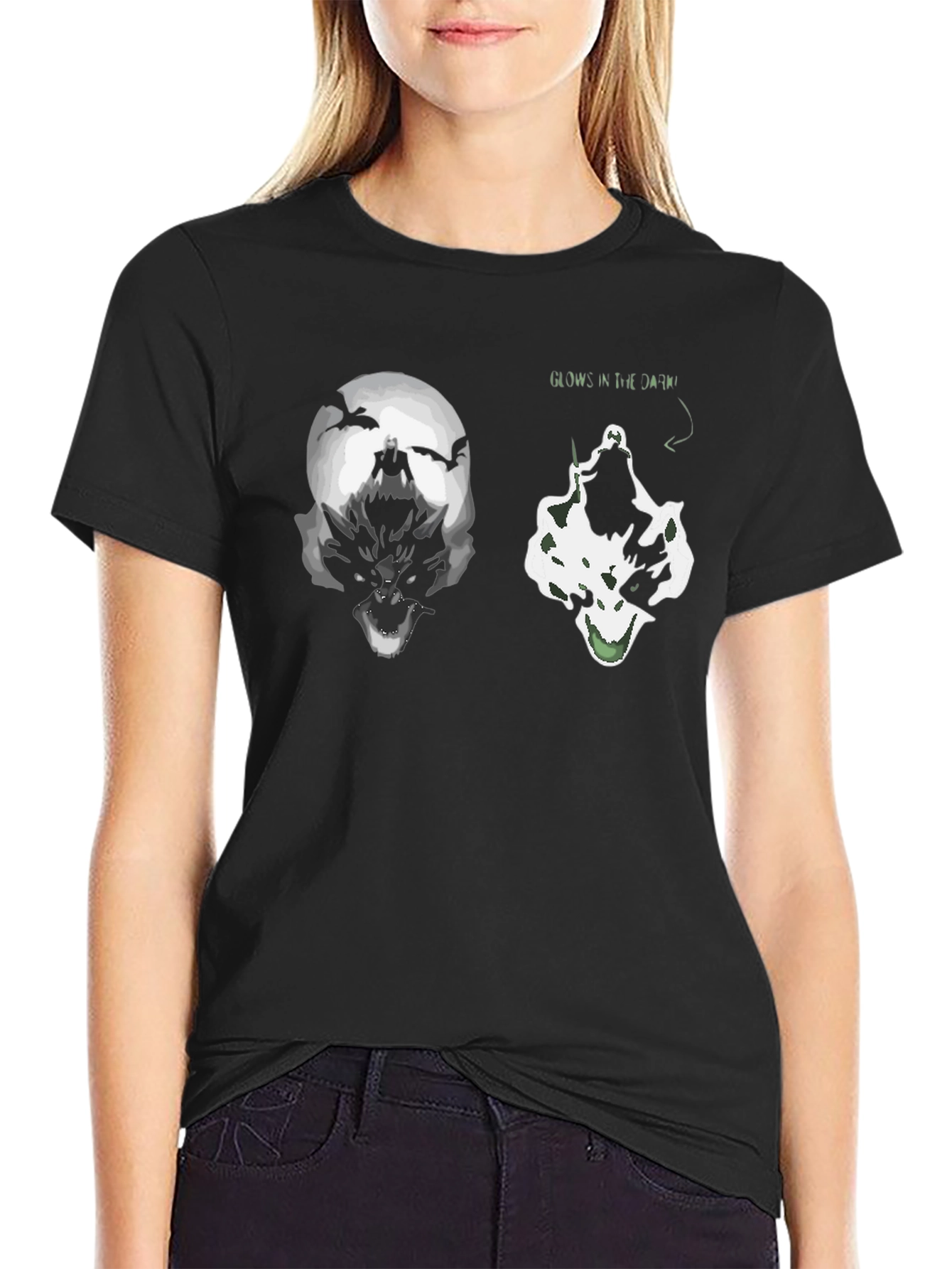 Glow in the Dark Wolf Graphic T-Shirt