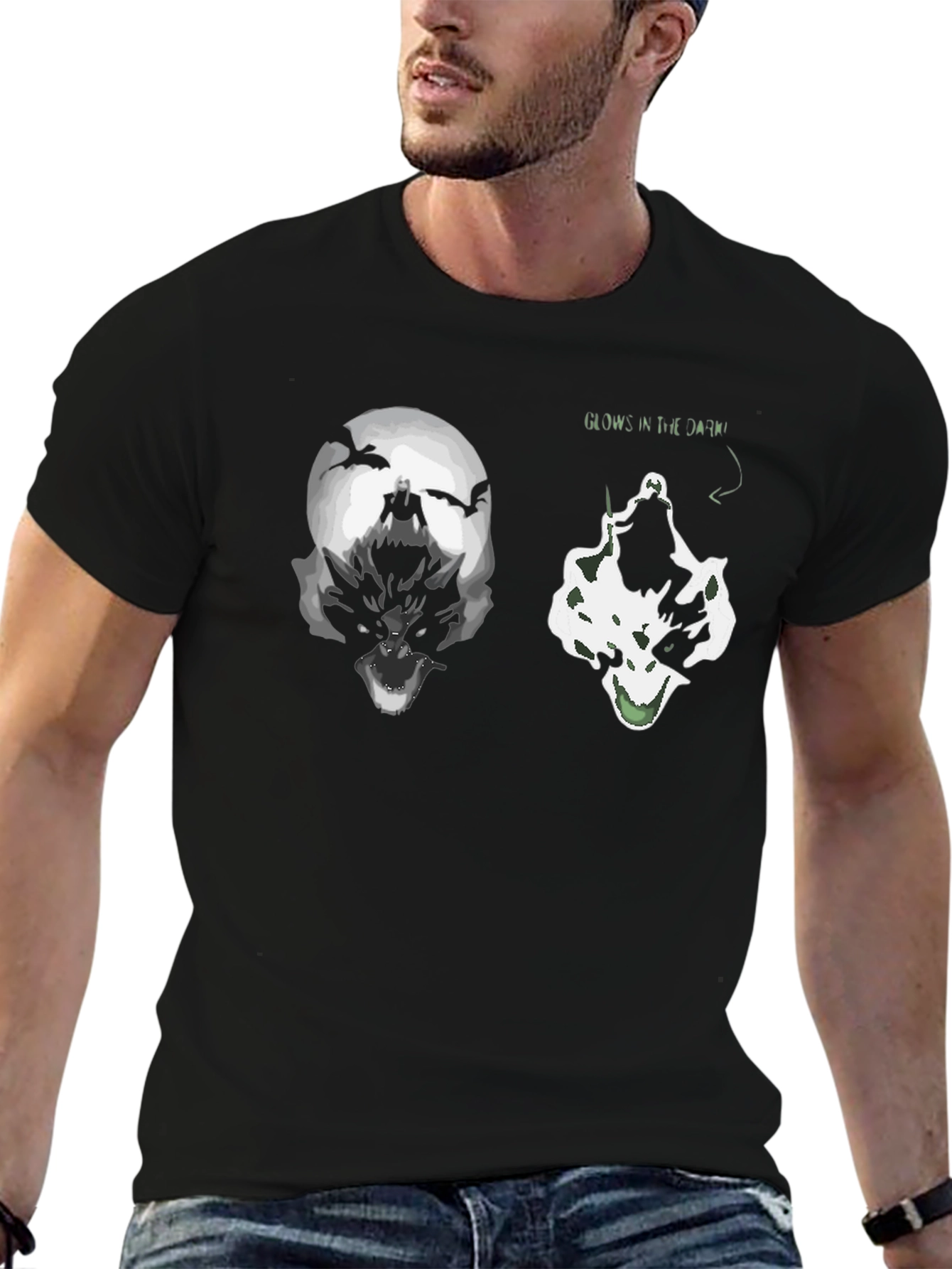 Glow in the Dark Wolf Graphic T-Shirt
