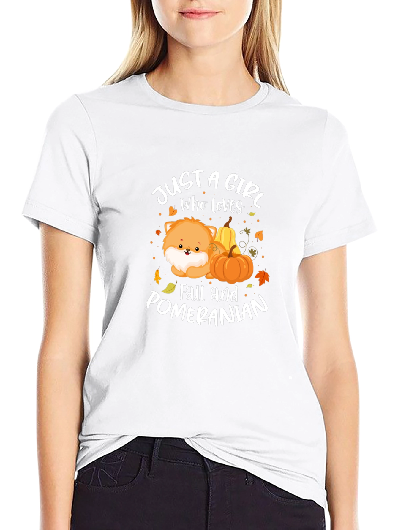 Girl Who Loves Fall and Pomeranians T-Shirt