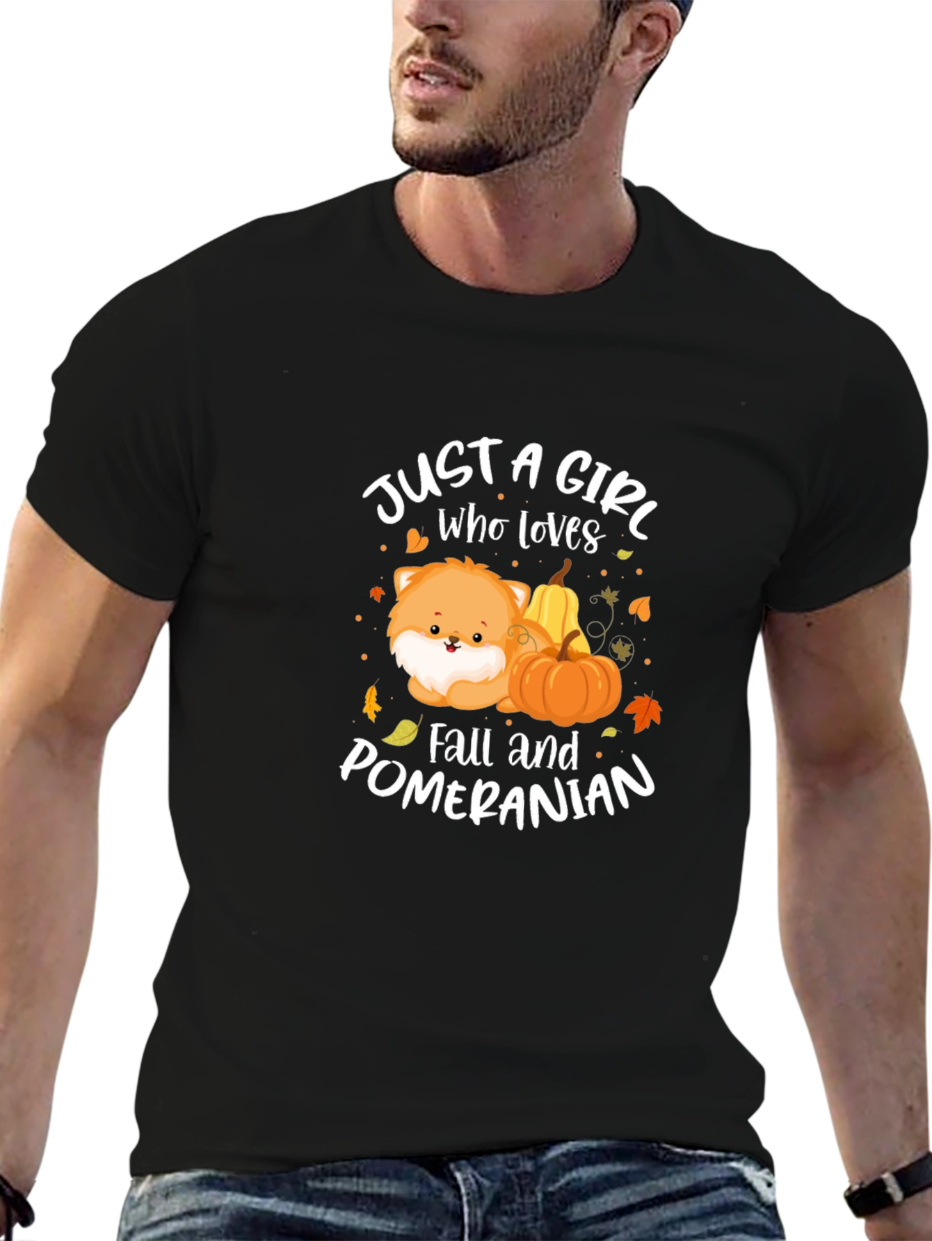 Girl Who Loves Fall and Pomeranians T-Shirt