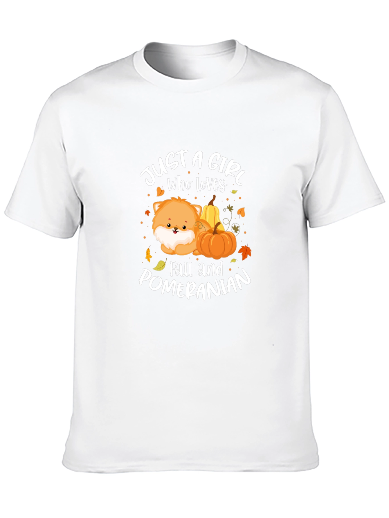 Girl Who Loves Fall and Pomeranians T-Shirt