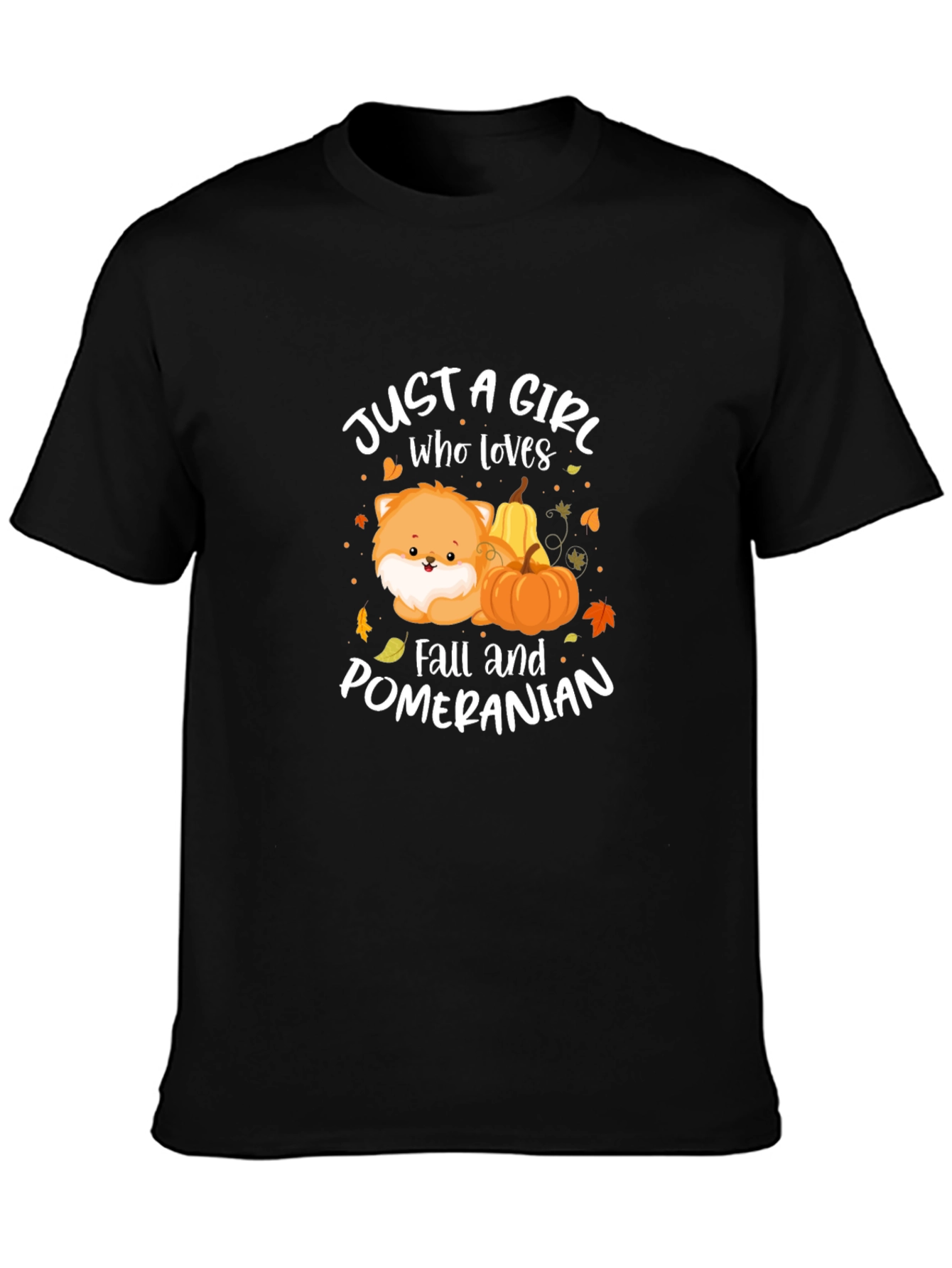 Girl Who Loves Fall and Pomeranians T-Shirt