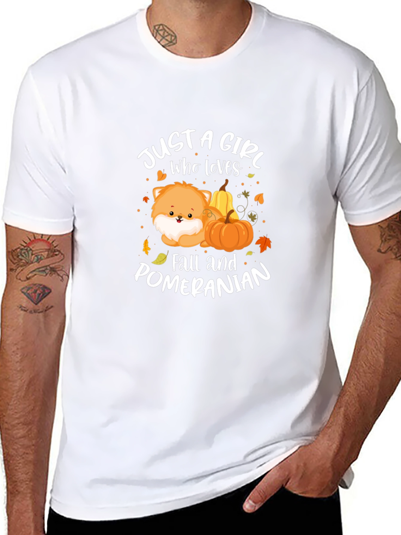 Girl Who Loves Fall and Pomeranians T-Shirt