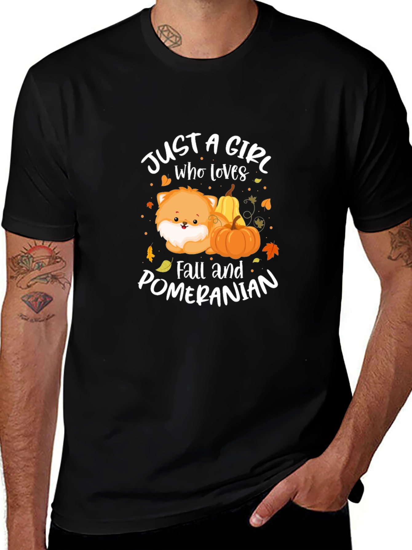 Girl Who Loves Fall and Pomeranians T-Shirt