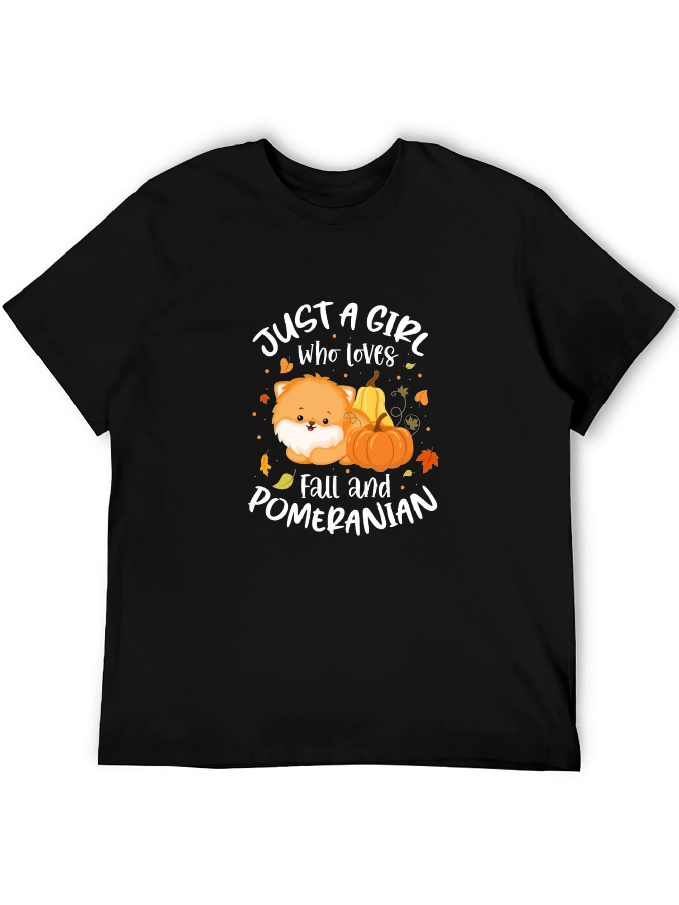 Girl Who Loves Fall and Pomeranians T-Shirt