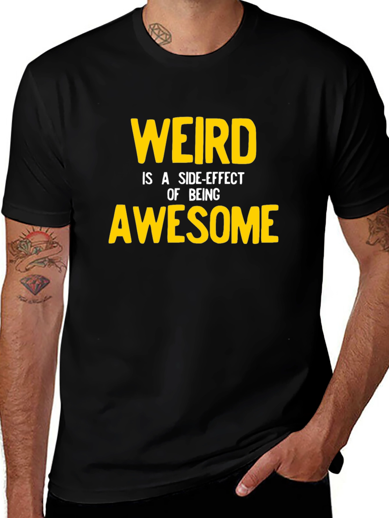 Weird Awesome Graphic Tee - Black Casual Shirt