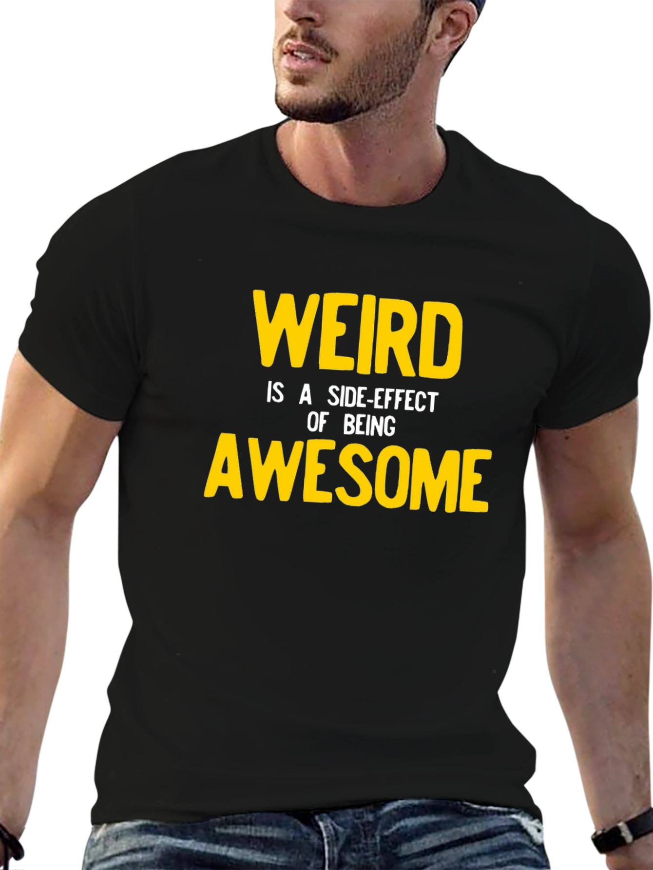 Weird Awesome Graphic Tee - Black Casual Shirt