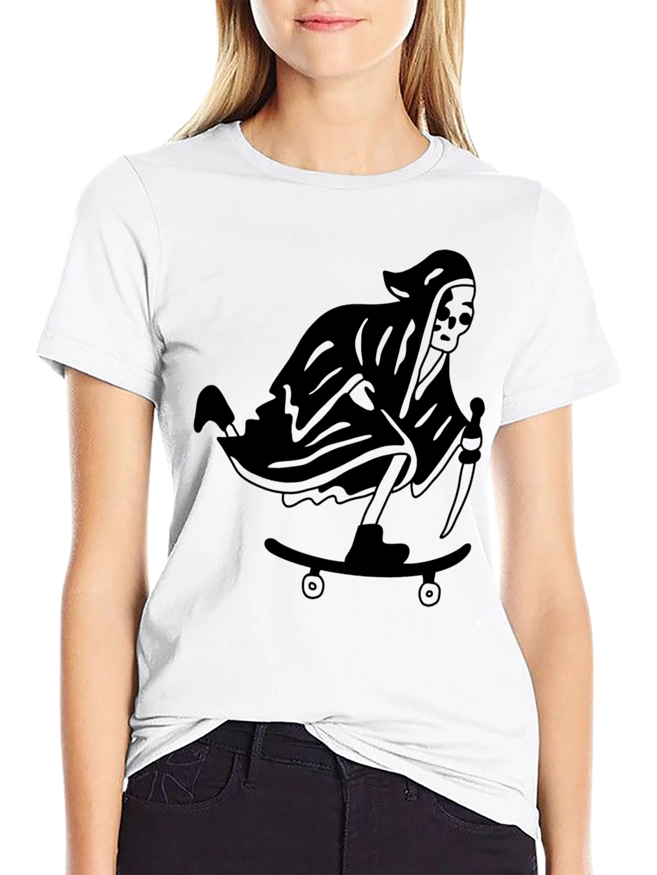 Grim Reaper Skateboard T-Shirt - Black