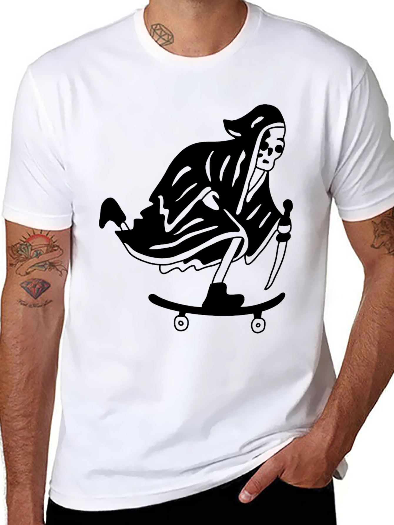 Grim Reaper Skateboard T-Shirt - Black