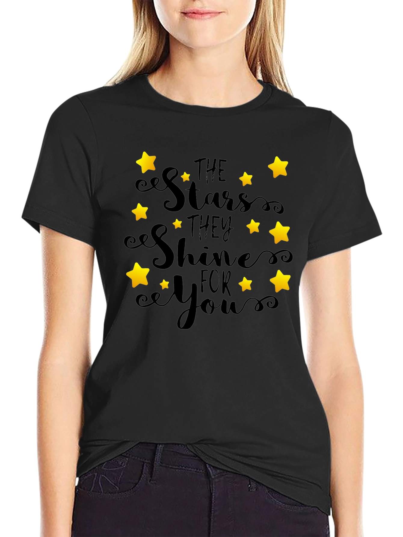 Stars Shine for You Black Graphic Tee