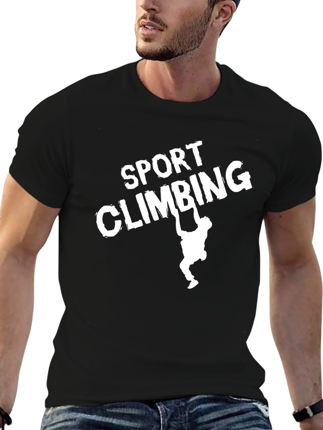 Sport Climbing Graphic Tee - Black Cotton Shirt