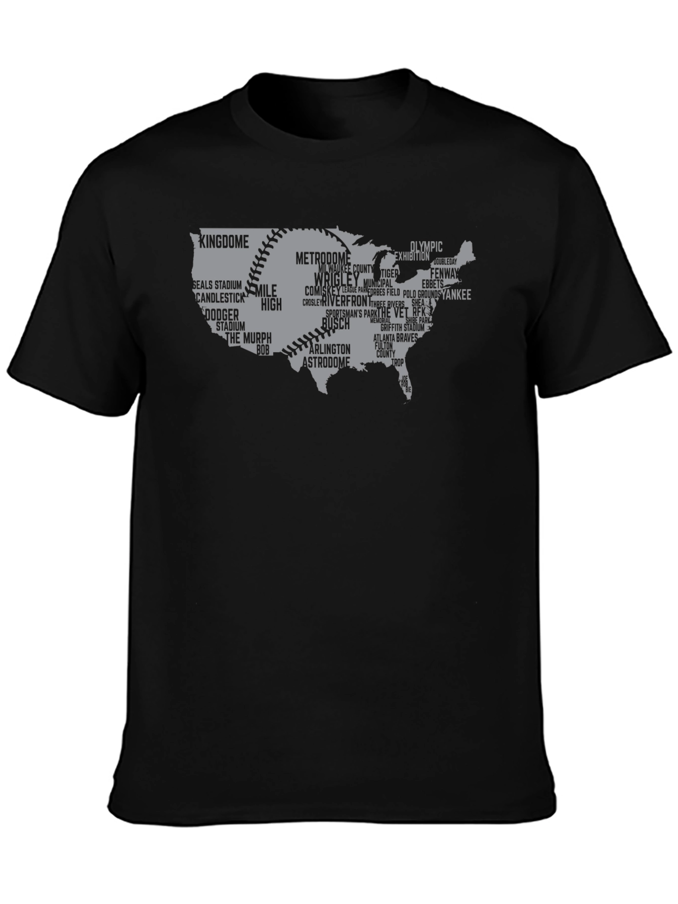 Baseball Stadium USA Map T-Shirt