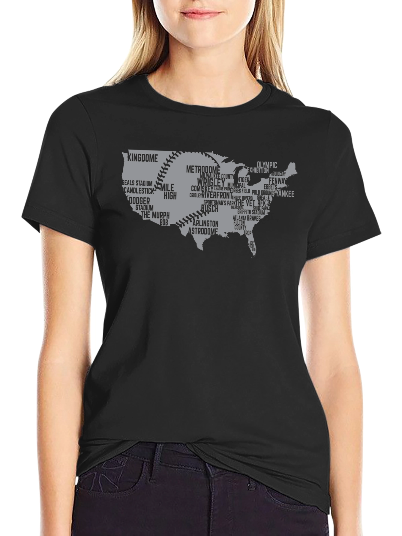 Baseball Stadium USA Map T-Shirt