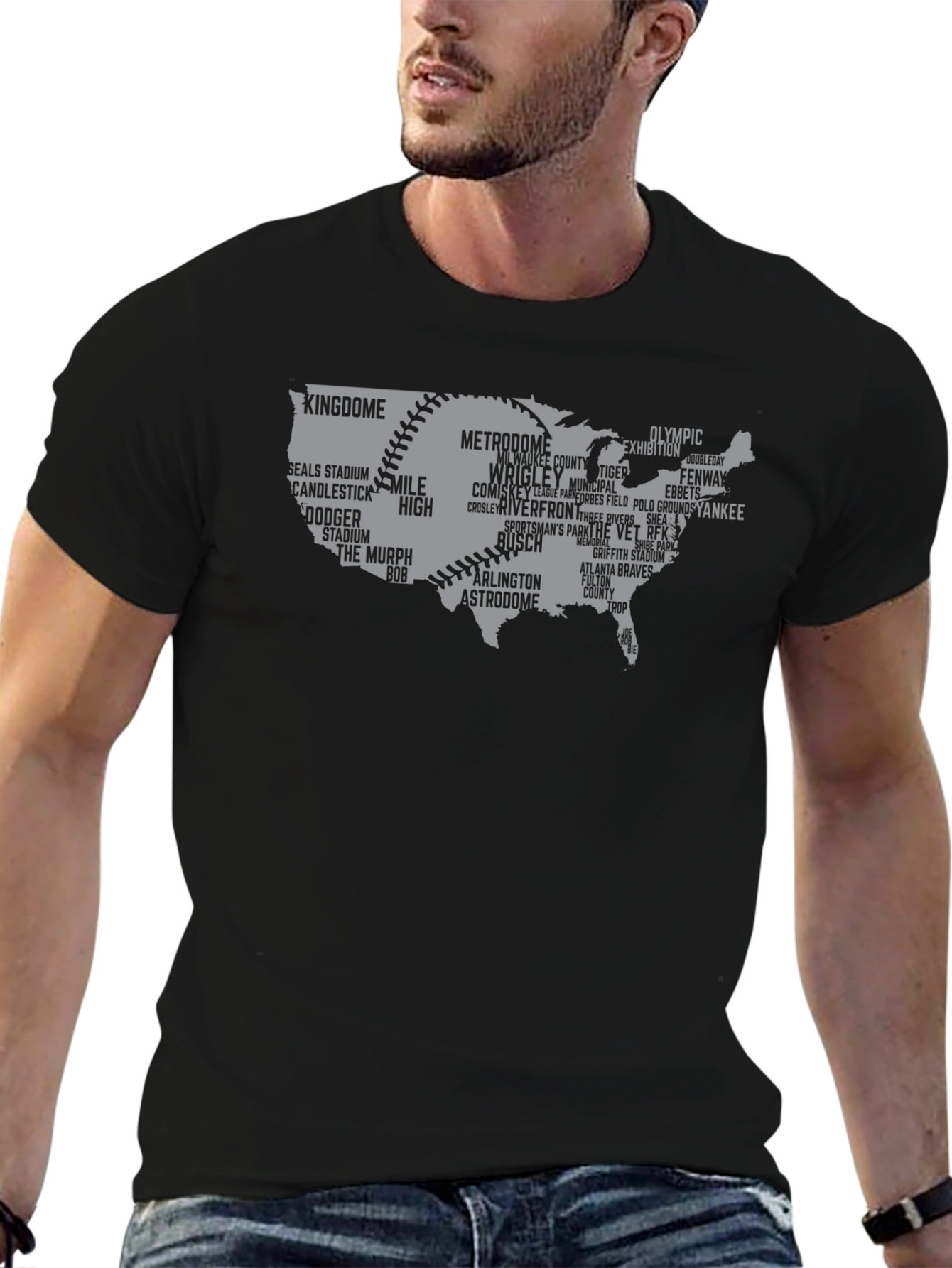 Baseball Stadium USA Map T-Shirt
