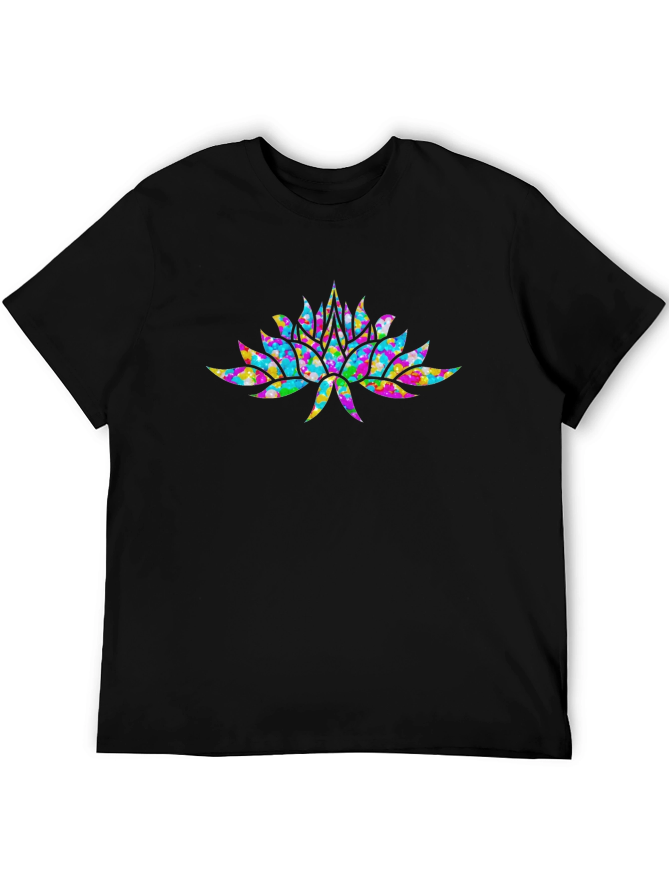 Lotus Flower Graphic Tee - Stylish Mens Black T-Shirt