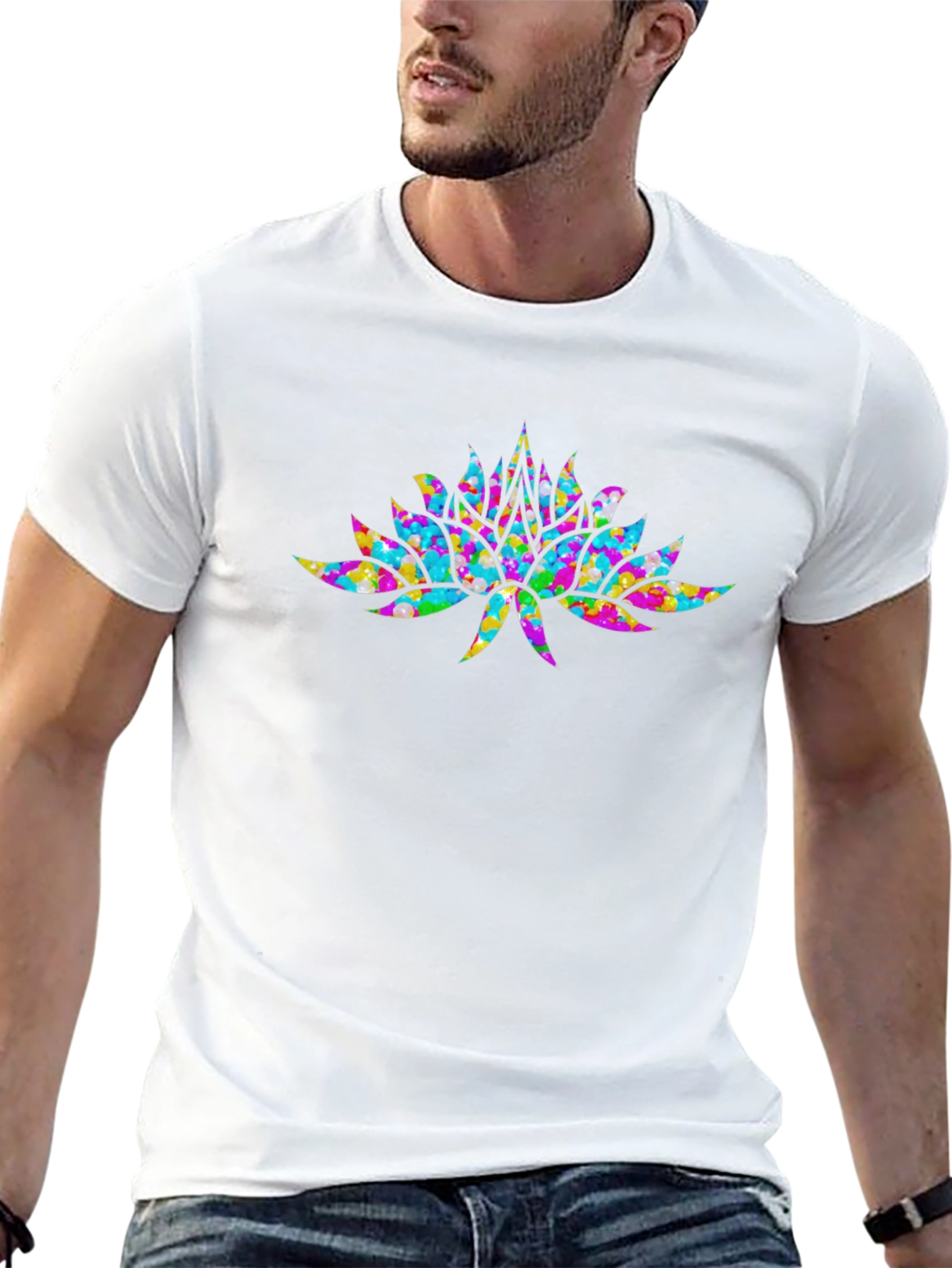 Lotus Flower Graphic Tee - Stylish Mens Black T-Shirt