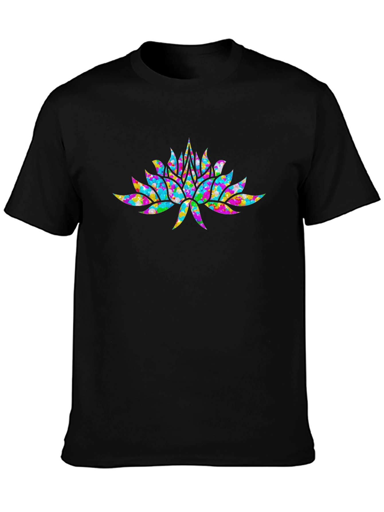 Lotus Flower Graphic Tee - Stylish Mens Black T-Shirt