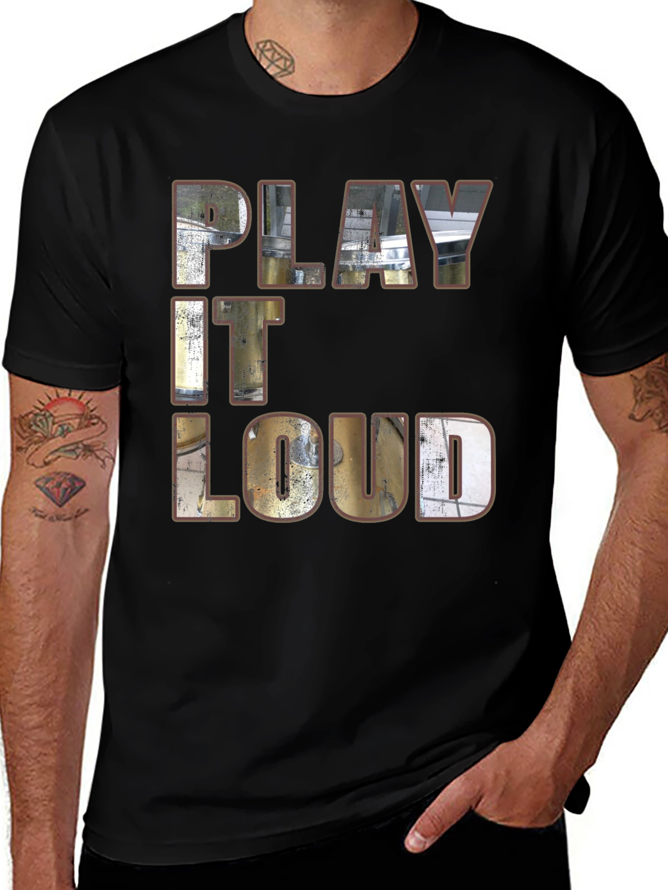 Play It Loud Black Graphic T-Shirt