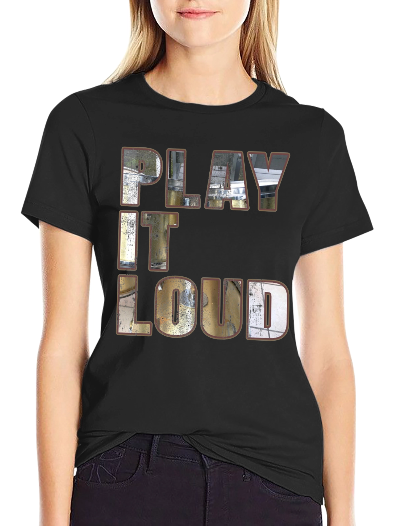 Play It Loud Black Graphic T-Shirt