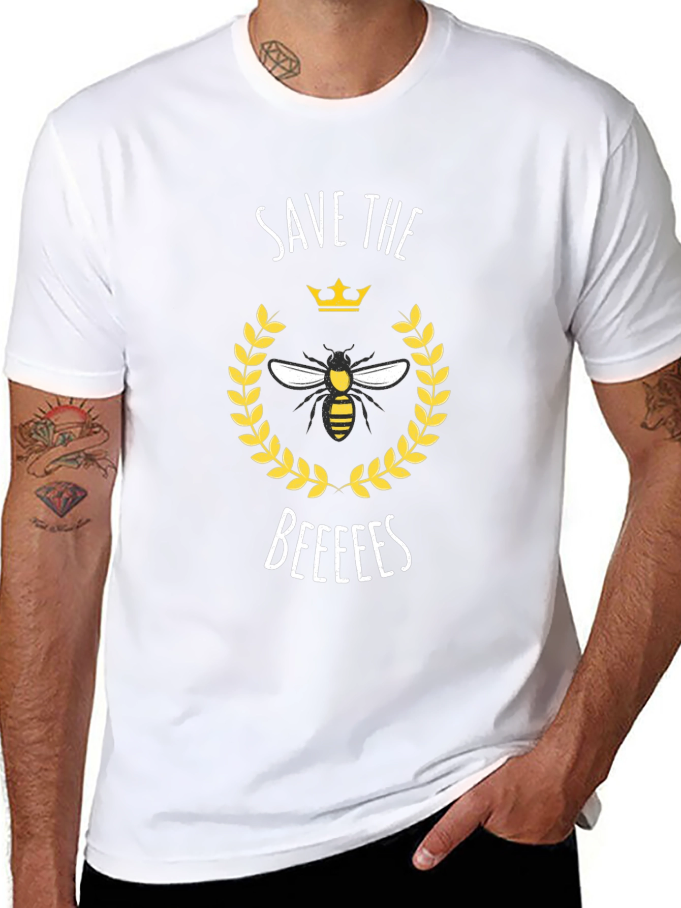 Save the Beeees Graphic Tee - Black Cotton T-Shirt