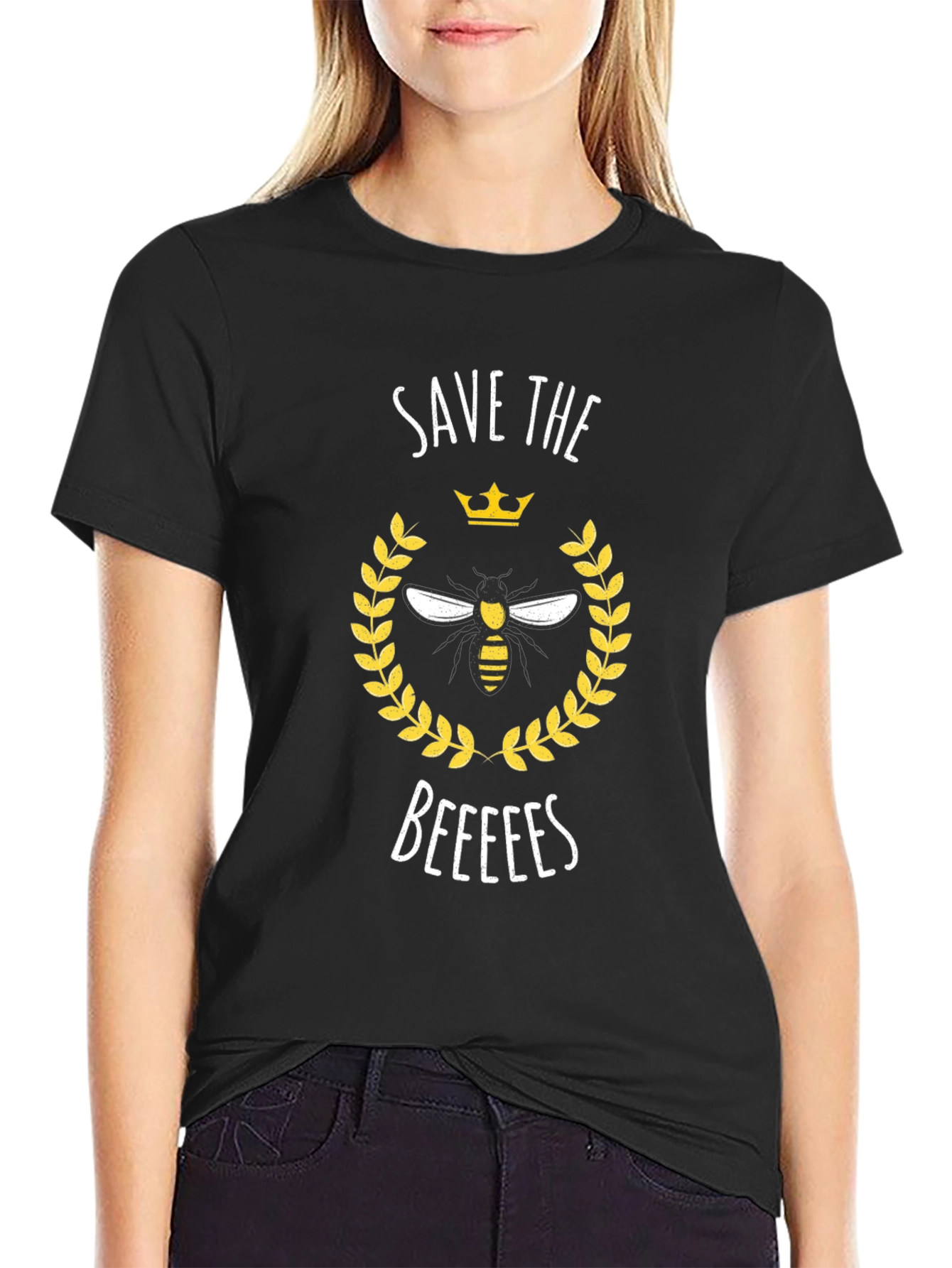 Save the Beeees Graphic Tee - Black Cotton T-Shirt