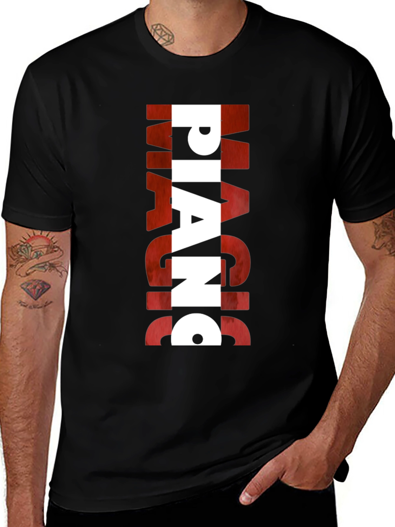 Magic Piano Mens Black Graphic T-Shirt