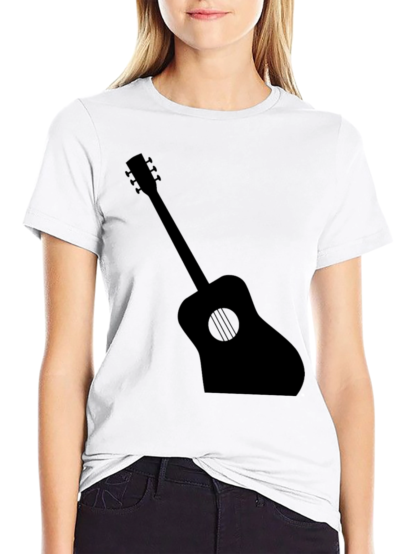Guitar Silhouette Graphic Tee - Black