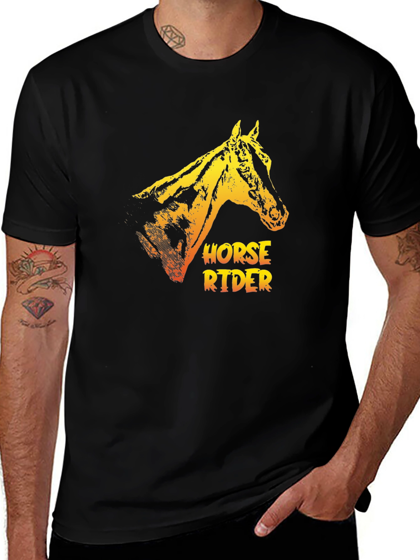 Horse Rider Graphic Tee - Cool Animal Print