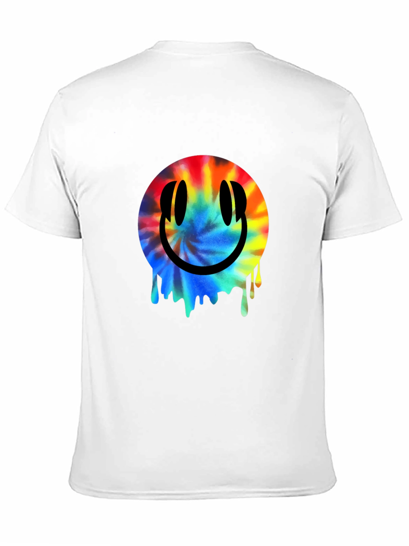 Smiley Face Tie-Dye Drip Black T-Shirt