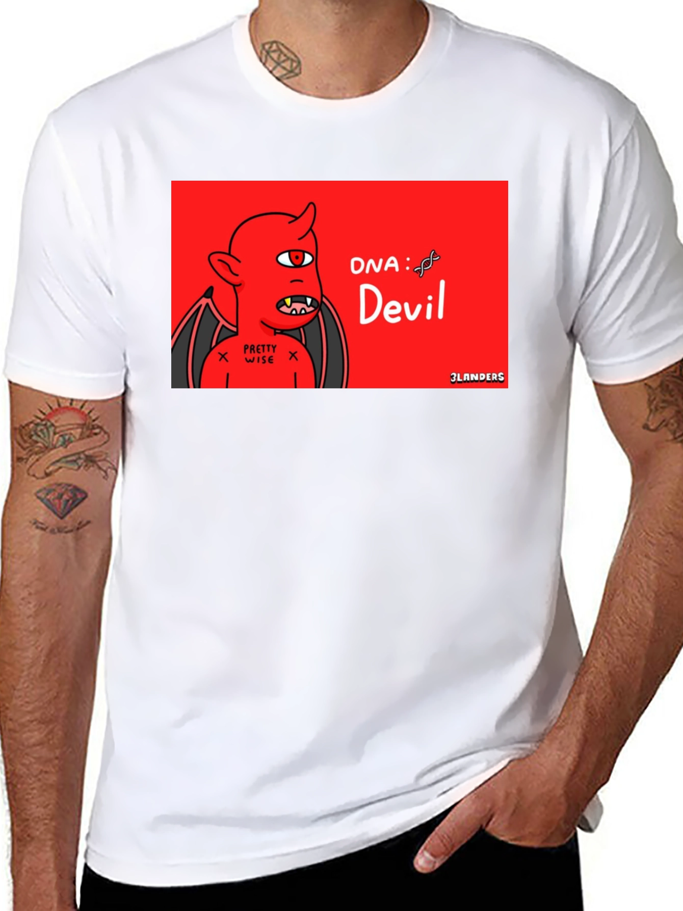 DNA Devil T-Shirt - Red Cartoon Graphic Tee