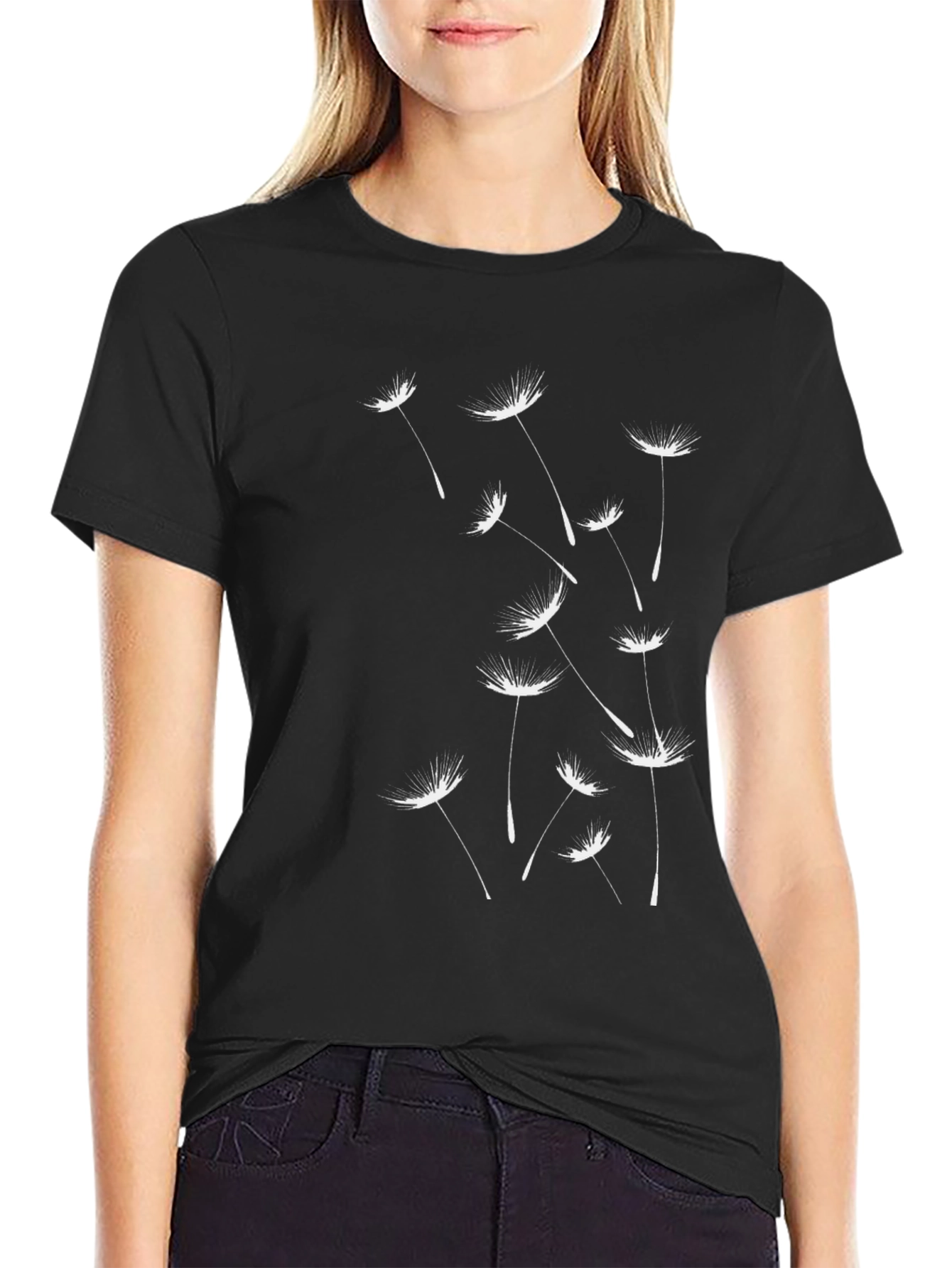 Dandelion Wishes Graphic Tee - Black Cotton