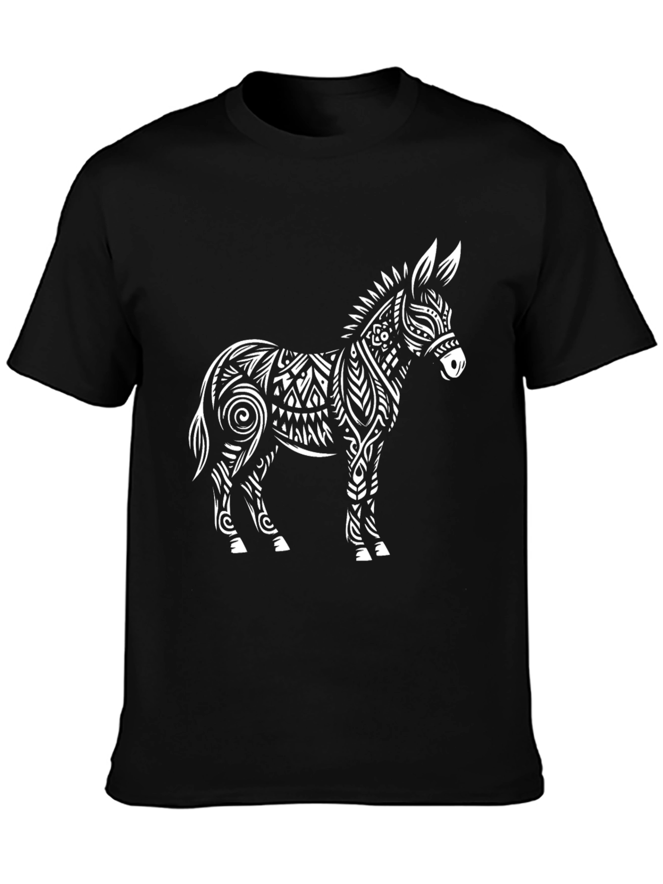 Tribal Donkey Graphic Tee - Unique Mens Black T-Shirt