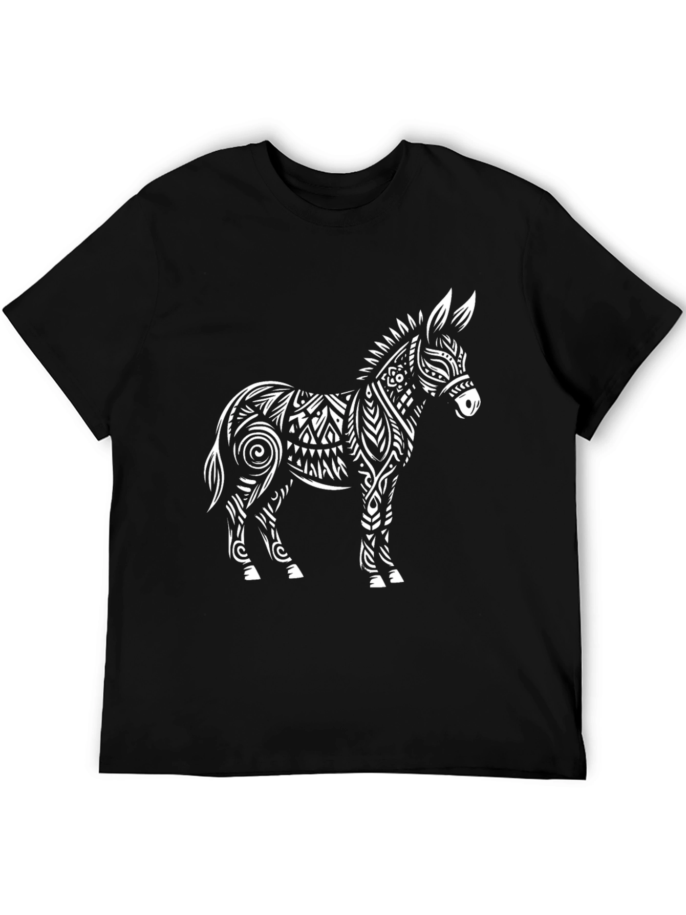 Tribal Donkey Graphic Tee - Unique Mens Black T-Shirt