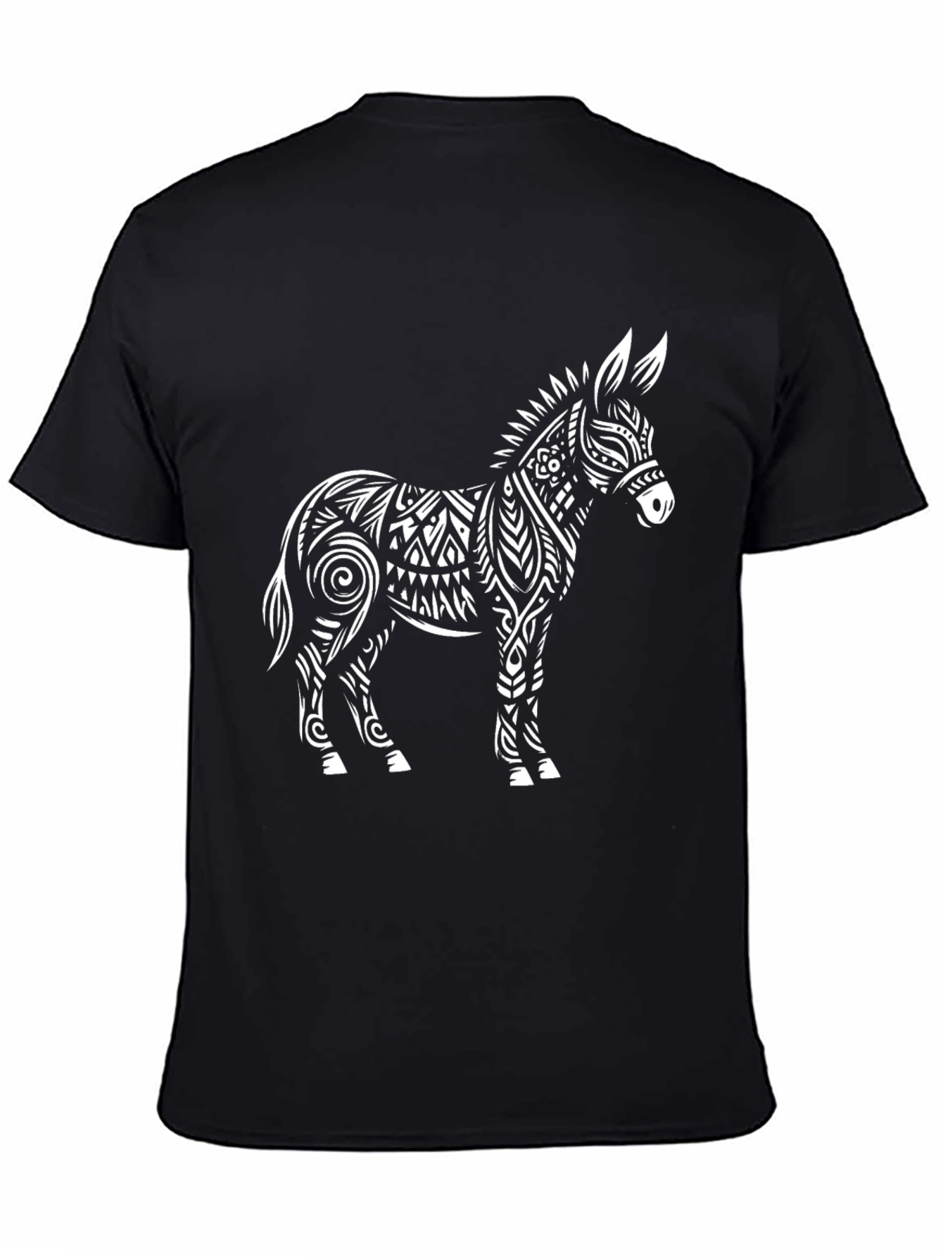 Tribal Donkey Graphic Tee - Unique Mens Black T-Shirt