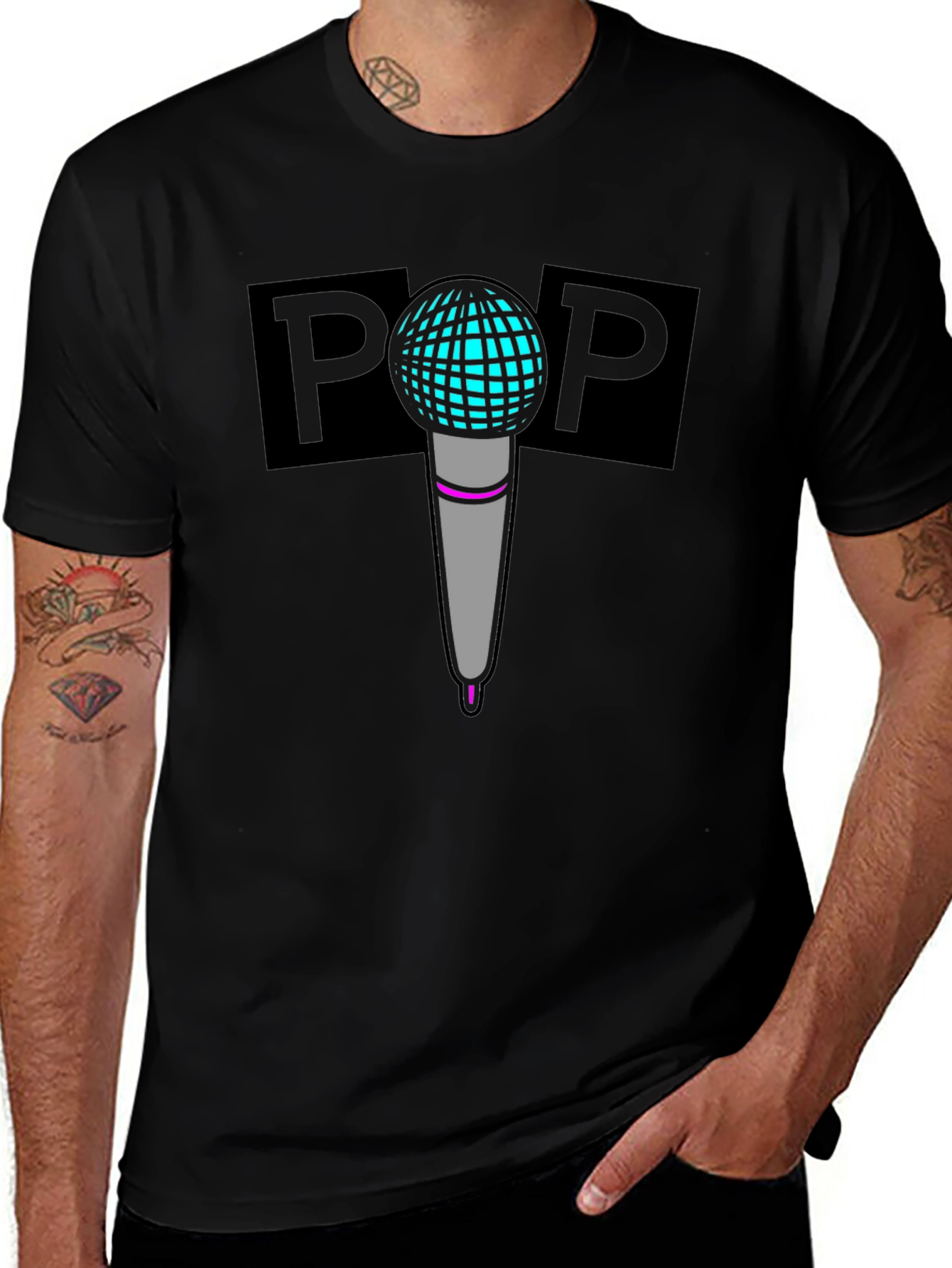 Pop Art Microphone T-Shirt - Cool Music Tee