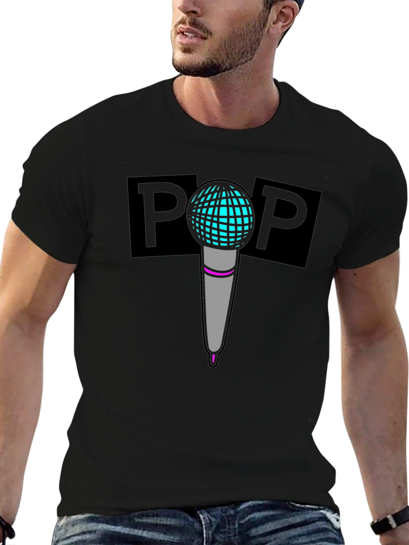 Pop Art Microphone T-Shirt - Cool Music Tee