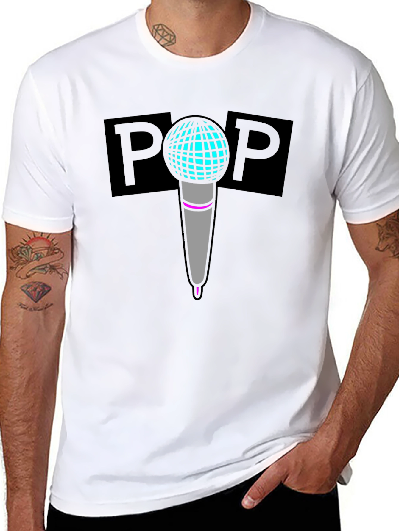 Pop Art Microphone T-Shirt - Cool Music Tee